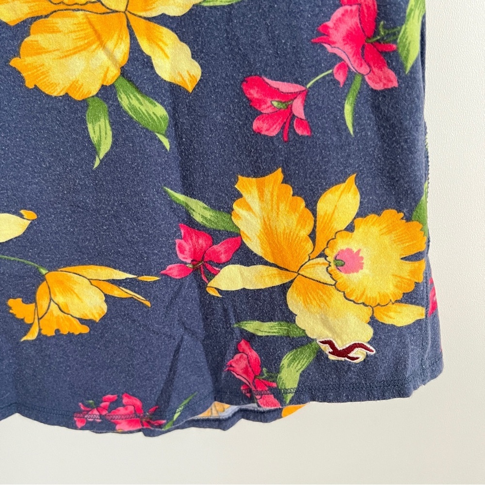 Hollister Floral Racerback Tank Top Navy Tropical Summer Top Size XS - Picture 4 of 8